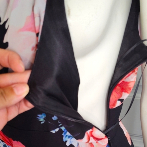 Nightway Floral Maxi Dress - Black and Pink - Picture 15 of 15